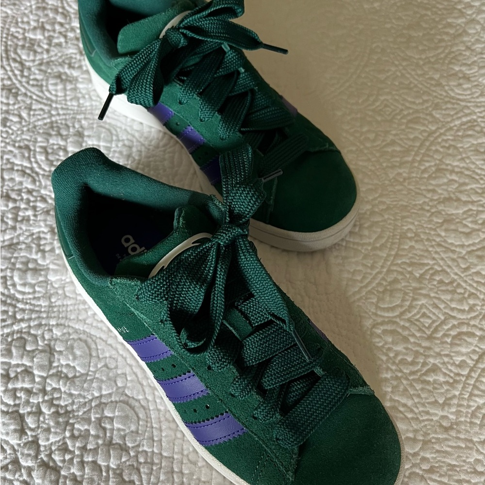 Adidas Green and Purple Chunky Sole Sneakers